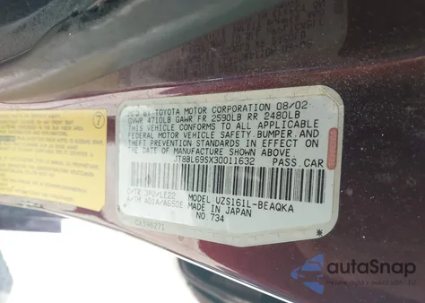 2003 Lexus Gs 430 z USA, uszkodzony, nr VIN JT8BL69SX30011632